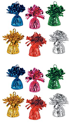 Beistle 12 Piece Metallic Balloon Weights For Birthday Party Decoration Table Centerpieces, 6 Ounces, Colors May Vary #TOP8