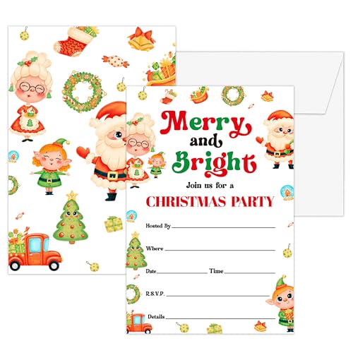 seclate Christmas Party Invitations, 25 Double-Sided Invitation Cards with 25