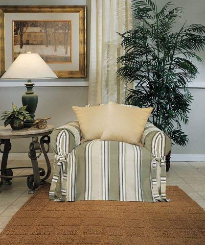 Classic Slipcovers Printed Classic Stripe Canvas Chair Slipcover, Sage