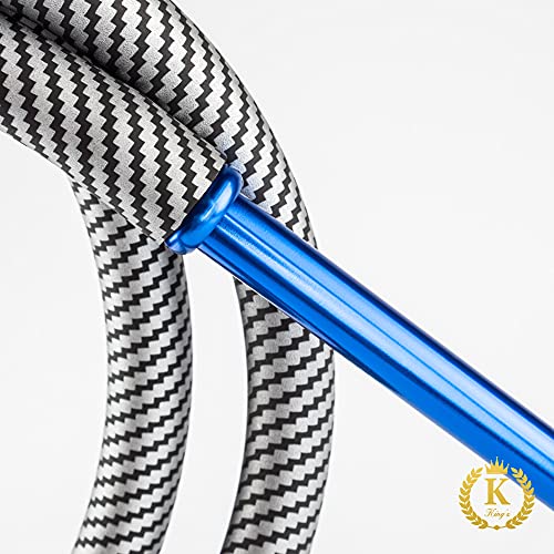 K King’z® Shisha Schlauch Carbon, 4 Teilig Blau/Grau inkl. Aluminium Mundstück + Endstück und Knickschutzfeder | Shisha… – Bild 6
