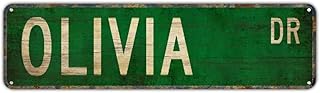 Vintage Decor Wall Signs Olivia Olivia Sign Olivia Gift Olivia Decor Child Gift Tin Metal Street Sign Lane Avenue Street Way Green 6x16 inches