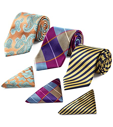 HISDERN Los 3 Stck Herren Krawatte Karo Streifen
