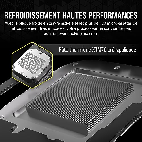 CORSAIR iCUE LINK XC7 RGB ELITE Waterblock pour Processeur - Chambre de Circulation du Flux Transparente - Compatible avec les sockets Intel LGA 1700, AMD AM5 et les sockets plus anciens - Gris Furtif