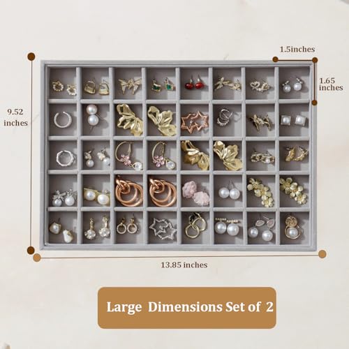 Image of Large Velvet Jewelry Tray Display Drawer Inserts 2 Pack