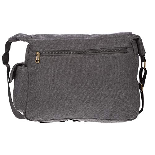 Christian Wippermann Umhängetasche Laptop 17 Zoll - Großes Messenger Bag Herren - Canvas Material - Verstellbarer Riemen - Mehrere Fächer - Büro/Arbeit Tasche Herren ca. 35x30x13 cm - Schwarz