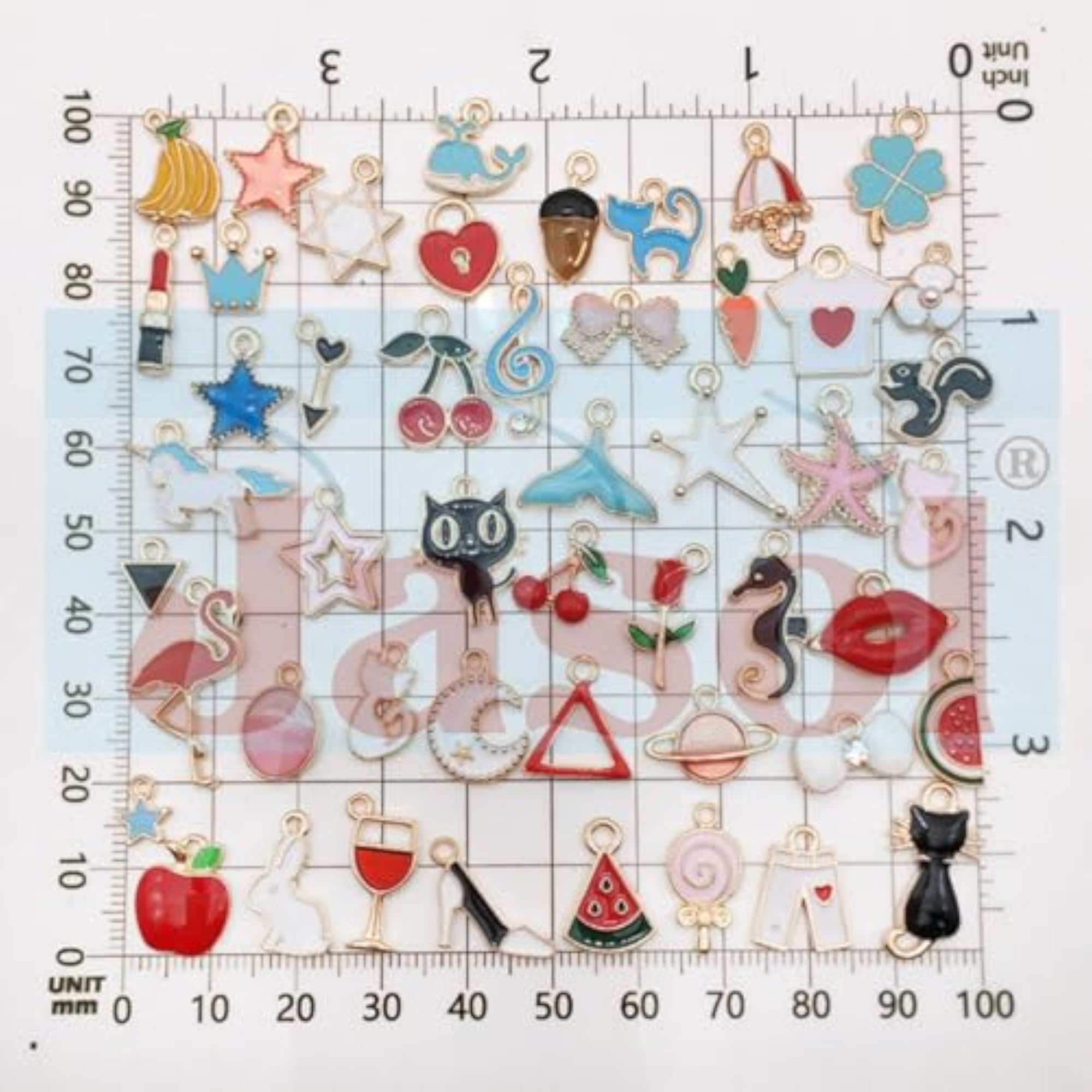 60pcs Mixed Assorted Plated Enamel Pendants Charm Set for DIY Jewelry Making