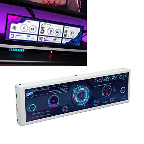 8,8 Inch Engelse Versie Computer Temp Monitor, PC Sensor Paneel Display, PC Temperatuur Display voor PC Case Secundair Scherm, IPS USB Mini Scherm ( Zwart