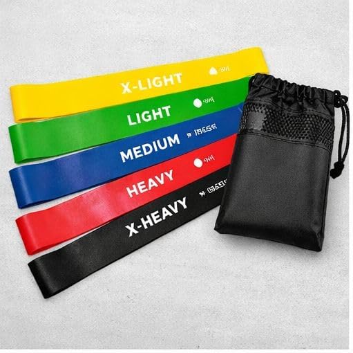 Kit 5 Faixas Elásticas Mini Band – Exercício Funcional, Academia e Fisioterapia