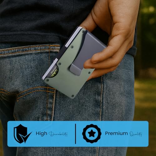 RFID-Blocking Wallet – Premium Aluminum Credit Card Holder with Pop-Up Case & Money Clip Wallet – Slim Minimalist Design – Secure RFID Wallet for Men & Women (Green)3