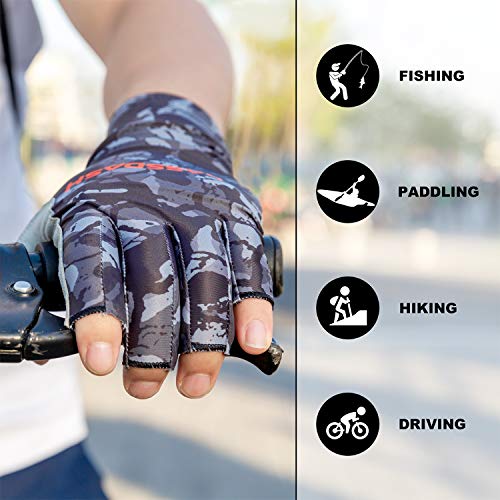 Image of Bassdash ALTIMATE Sun Protection Fingerless Hunting Fishing Gloves UPF 50+ Men's Women's UV Gloves for Kayaking Paddling Hiking Cycling Driving Shooting Training