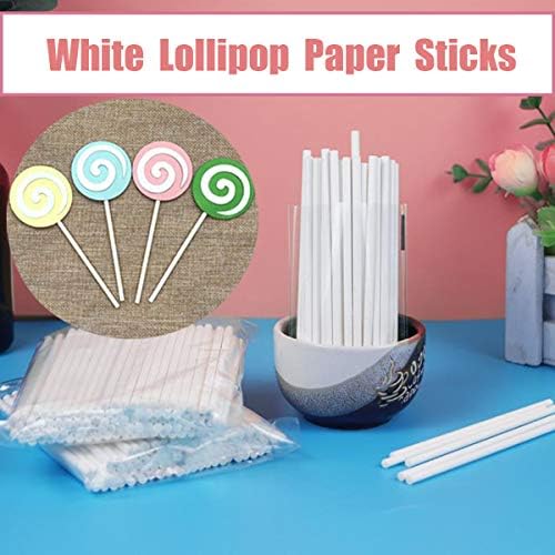 200 Pcs Lollipop Sticks Paper Sticks White Cake Dowel Rods for Crafts Cake Pops Lollipops Making White