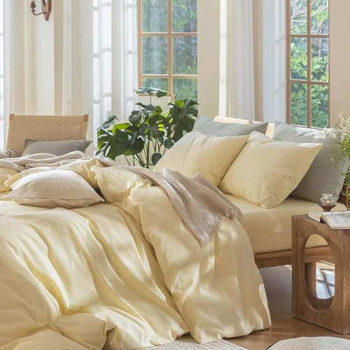 Lanqinglv Bettwäsche 135x200 Baumwolle,Hellgelb Bettwäsche-Sets mit Stone...