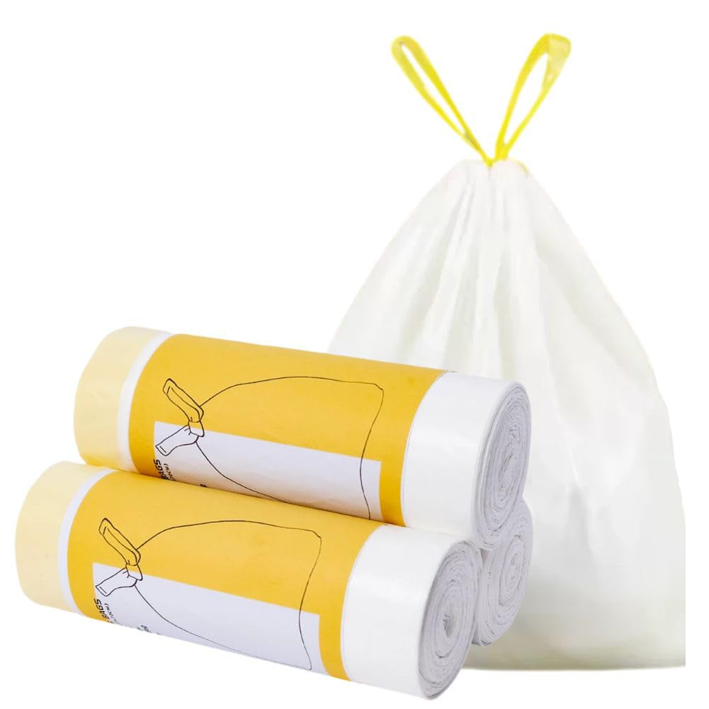 QIYIG Bin Liners 3L 4L 5L Bin Bags Drawstring Trash Bags Large Strong Garbage Bags 3-5L(60Count)