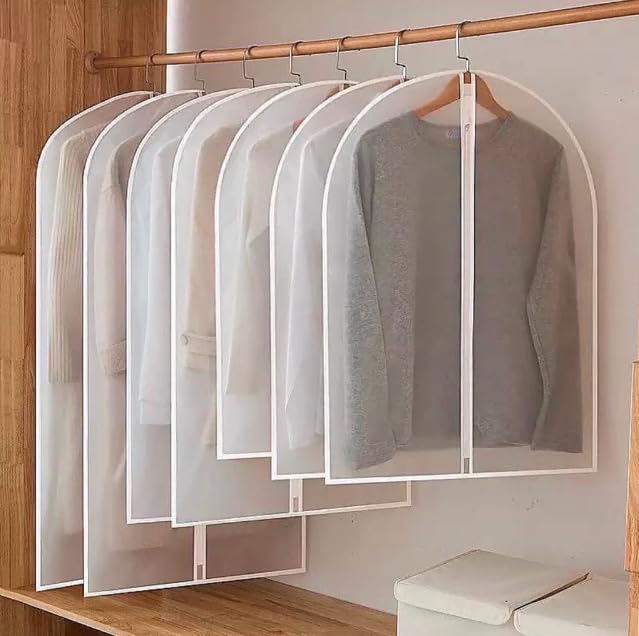 Clear Garment Dress Bags with Zip | Moth-Proof Hanging Suit Covers | Waterproof Dustproof Storage Bags for Wardrobe & Travel (3, (160 x 60) cm or (24 x 60) inch)