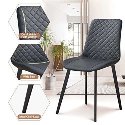 Seonyou Black Dining Chairs Set Of 2 For Kitchen Dining Room, Upholstered Leather Mid Century Modern Dining Chair, Heavy-Duty Metal Dining Chairs For Restaurant, Living Room, Waiting Room, Farmhouse #TOP5