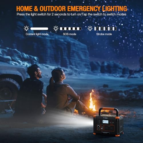 Image of Portable Power Station 500W(Peak 1000W), 519Wh Outdoor Solar Generator | Backup Battery Pack with 2 AC Outlets, 500W 10-Port Powerhouse for RV /Van Camping Fishing Climbing Road Trip Home Emergency