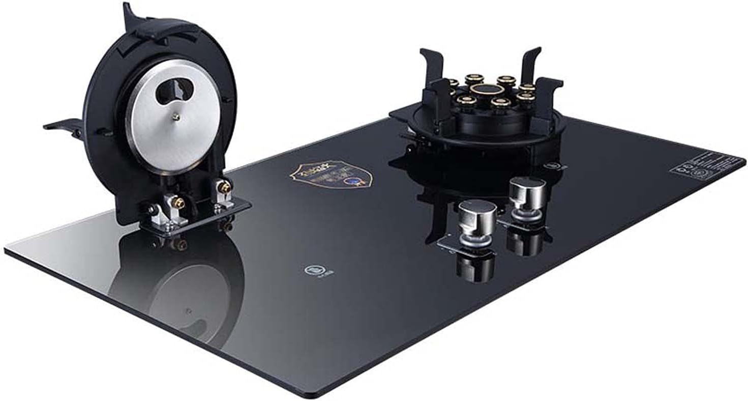 WgwiooTempered Glass Gas Stove, Household Embedded Gas Stove Cooktop, Glass Cooktop Hob with 2 Burners,Natural gas