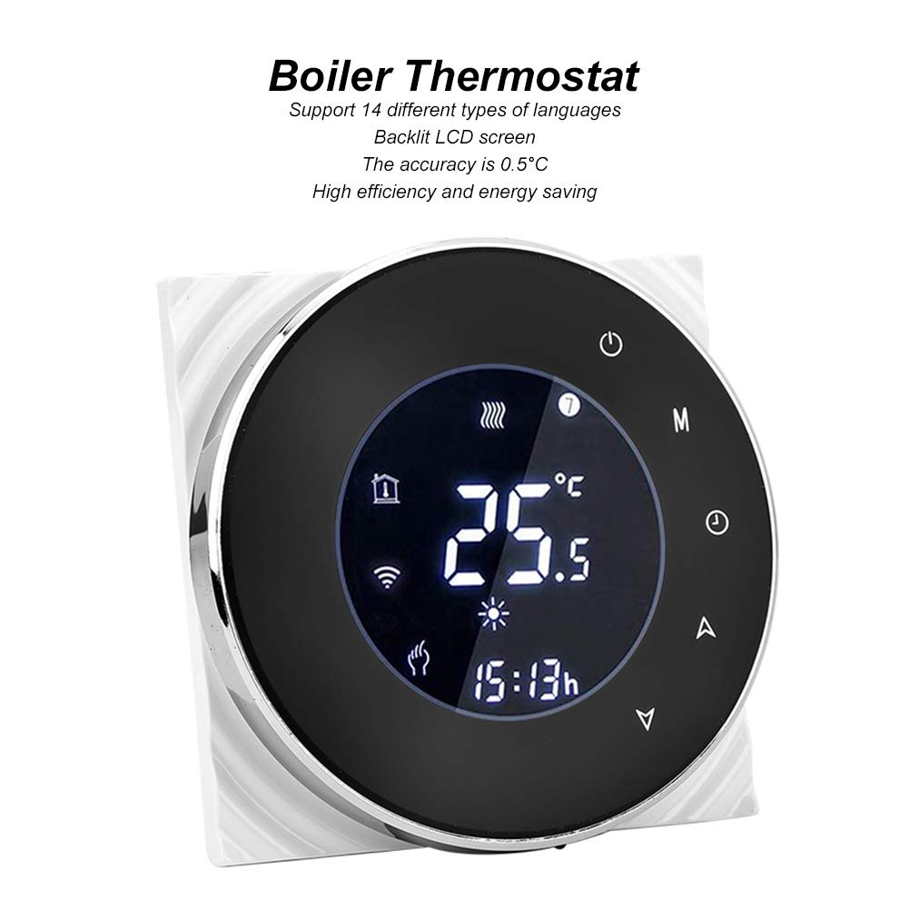 Termostato de Caldera Controlador de Caldera Termostato Calefacción LCD Digital Programable AC 95-240V 5A con Pantalla Retroiluminada y Programación Semanal 6 Ciclos para
