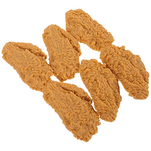 Veemoon 6pcs Simulated Chicken Wings Chicken Wing Props Fried Chicken Ice Cream Bucket Ice Cream Chicken Realistic Fried Chicken Lifelike Food Props Simulated Food Artificial Meat PVC