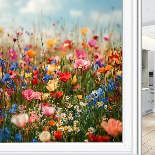 Vinilo Decorativo para Ventana Flores Coloridas 17.7x23.6 in