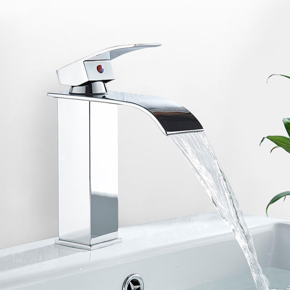 Robinet de lavabo cascade en laiton chromé eau chaude et froide pour salle de bain moderne