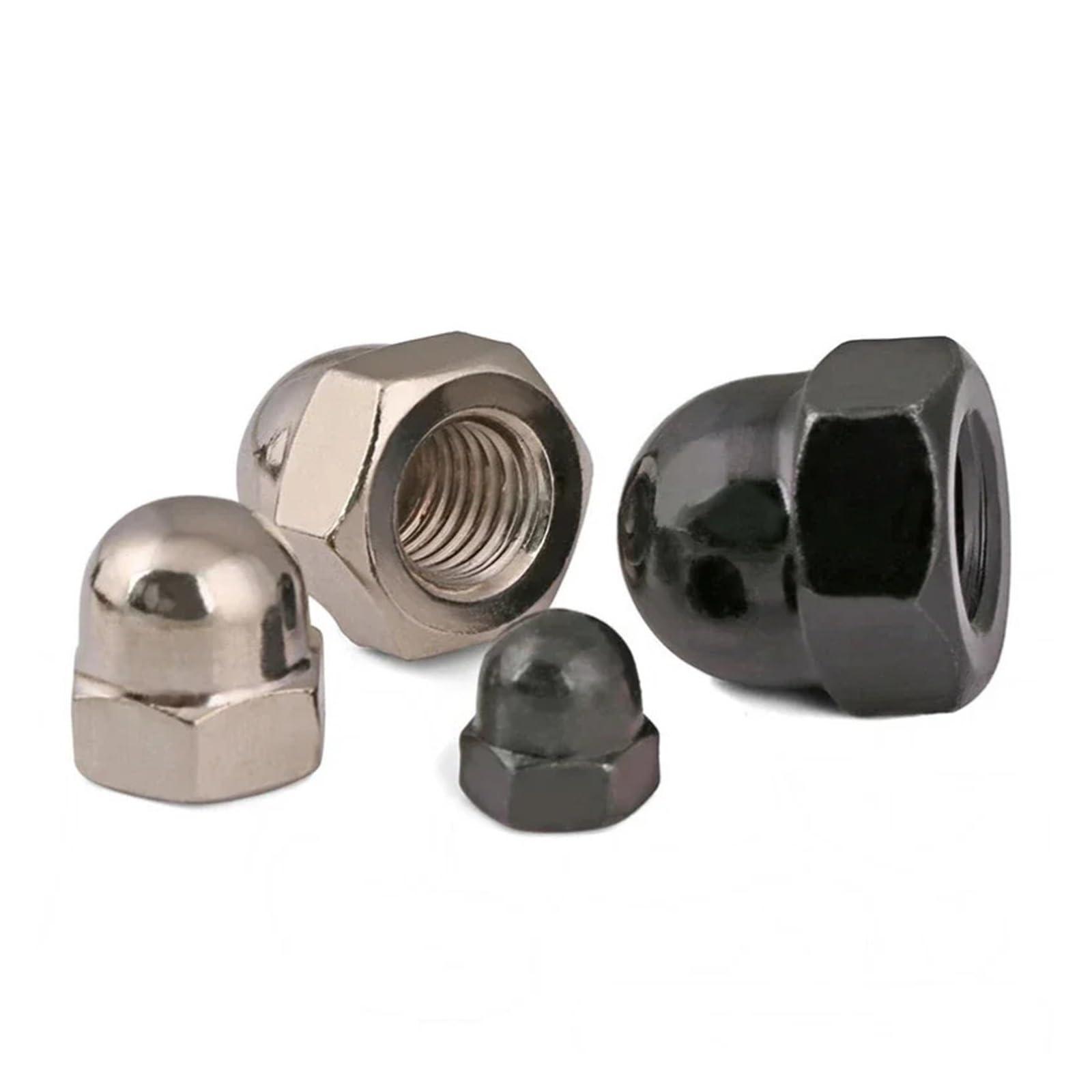Sześciokątne nakrętki kołpakowe, Nakrętki żołędziowe ze stali węglowej M3-M12 czarne/niklowane Opakowanie 10+ sztuk(Black,M8-2pcs)