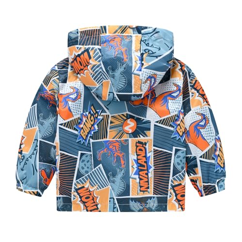 Kids Rain Jacket Funny Cartoon Windbreaker Waterproof Coat Girls Boys Zip Hooded Outerwear Fall Raincoat with Pocket2
