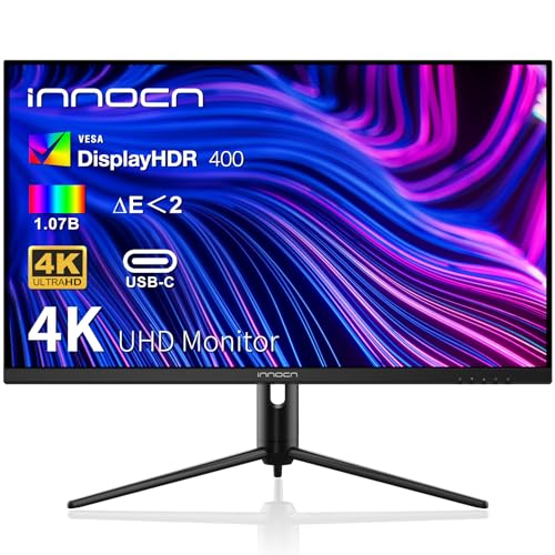 Image of INNOCN 32 inch 4K Monitor PC Computer Monitor with Speakers, HDR400, USB Type C, HDMI 2.0, Height Adjustable, Narrow Bezels, Wall Mountable, Black