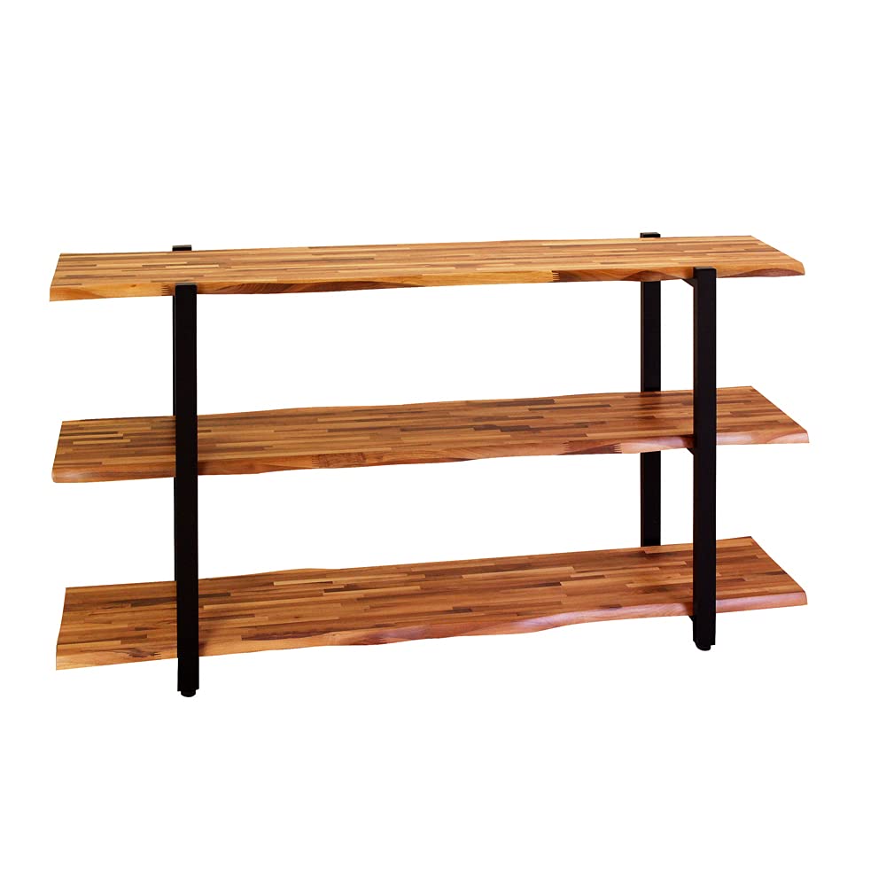 銘木ブラックウォルナット3段棚　丸太耳付き風 銘木ブラックウォルナット3段棚丸太耳付き風