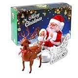 youyuer giocattoli natalizi elettrici di babbos natale con renne e slitta,led babbo natali pupazzo,canto e danza,decorazione natalizia con musica e luci per decorazione regalo,babbo natale grande