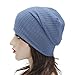 ZLYC Women Fashion Knit Slouchy Beanie Hat Thin Stretch Skull Caps (Solid Blue)