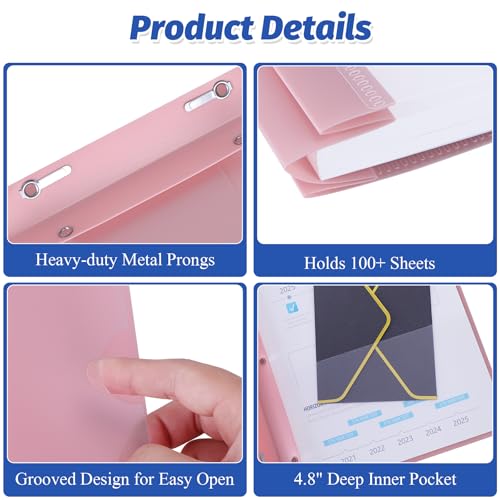 Image of Ndsox 5 Pack Clear Front Report Covers with 3-Prong Fasteners for 8.5 inchx11 inch | Plastic Presentation Folders Clear Front, 3 Prongs Report Covers for Letter Size, Resume Folders for Interview, 5 Colors Back
