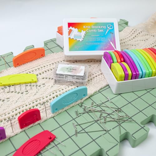 Niugrecf KNIT001 20Pcs/Set Colorful Knit Blocking Pins Kit, Knitting Blocks Combs For Blocking Knitting, Crochet, Lace Or Needlework Projects, Use With Blocking Mats For Knitting Pads thumb #7