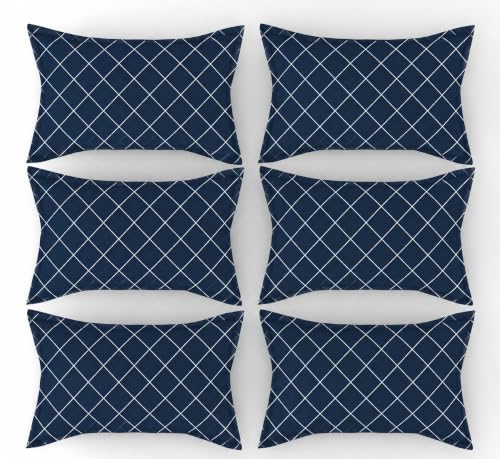 Image of King Size Microfibre Decorative Pillow Covers, Navy Blue Multicolour Heart Print-50 cm x 75 cm (6, Blue)