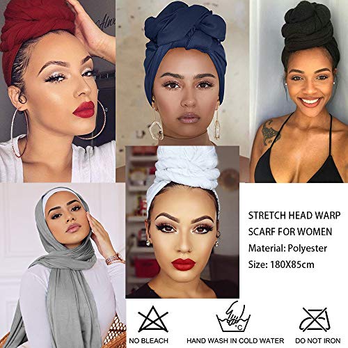 image for YMHPRIDE 6 Pieces Stretch Head Wrap Hair Scarf Headband Jersey Turban 