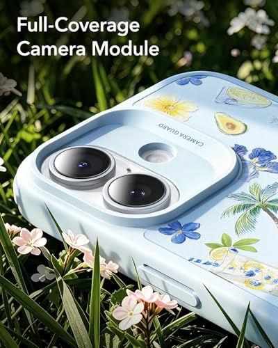 Image of ESR for iPhone 17 Case, Camera Control Cover, Compatible with MagSafe, Shockproof Military-Grade Protection, Magnetic Case for iPhone 17, Classic Hybrid, Tropical Paradise, Light Blue
