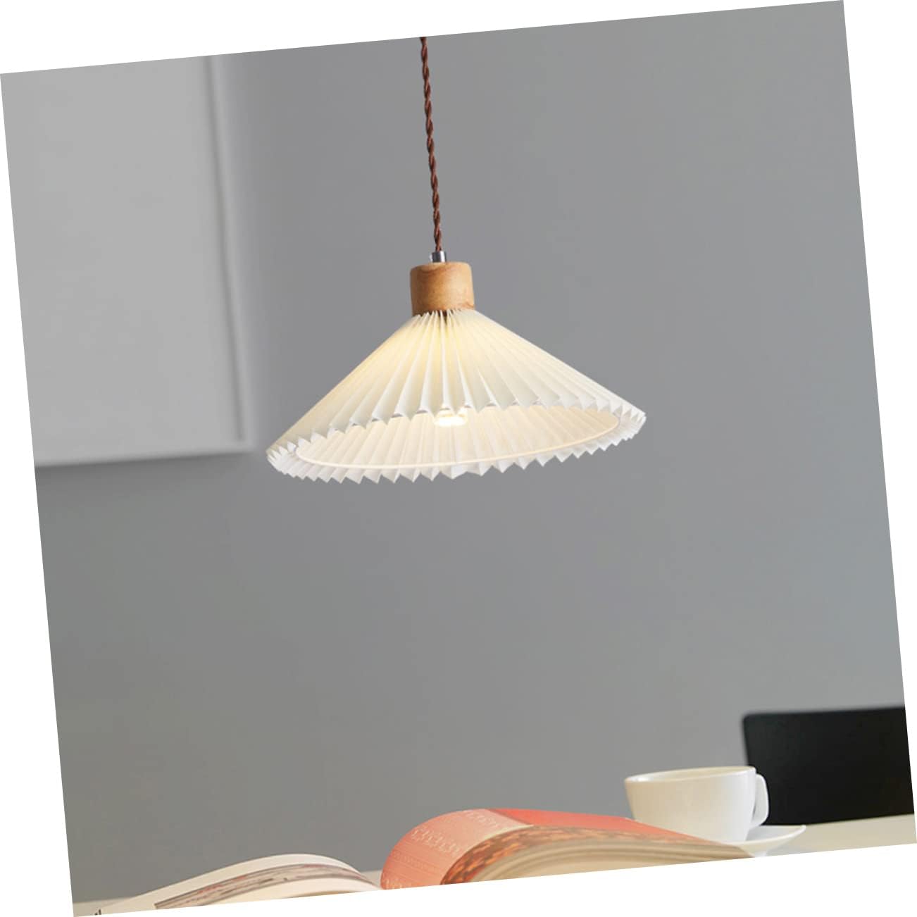 balacoo Pendant Light Cord Bedside Chandelier Pleated Lampshade Hanging Pendant Lamp Cord Home Decor