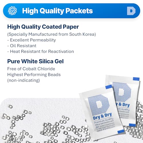 Image of Dry & Dry 2 Gram [7000 Packets] Silica Gel Packets Desiccants, Silica Packets - Rechargeable Moisture Absorbers for Food Storage, Electronics, 3D Filament & Safes