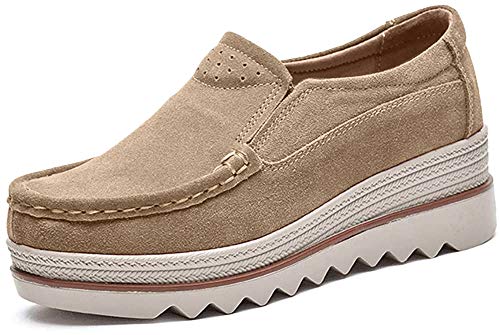 Mujer Mocasines Plataforma Casual Loafers Primavera Verano Zapatos de Cuña 5cm Negro...