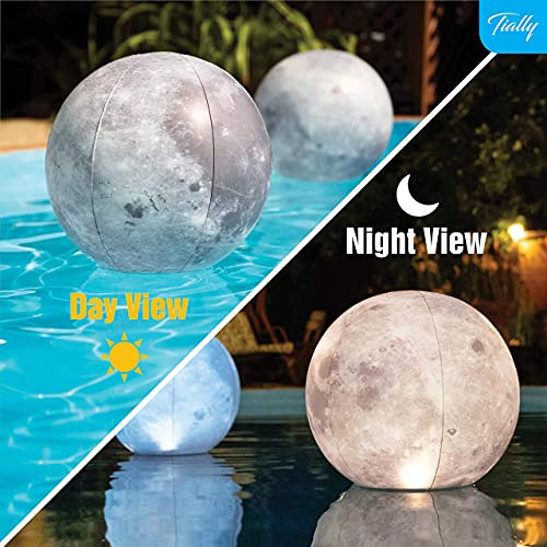 6 Pack Full Moon Floating Pool Lights Solar Powered - 14 Inch Pool Lights That Float, Inflatable Waterproof Led Light Balls, Swimming Pool Accessories For Inground Pools, Party Decor For Outdoor #TOP2