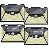 Solarlampen für Außen mit Bewegungsmelder,203 LEDs 270°Superhelle Solarleuchten/Solarlichter,IP65 Solar wasserdichte Aussen Wandleuchte,Solar Gartenlicht mit 3 Modi (4 Stück)
