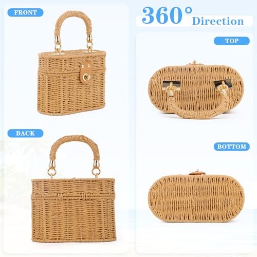 Bolso tejido a mano de paja KUANG para mujer miniatura 4