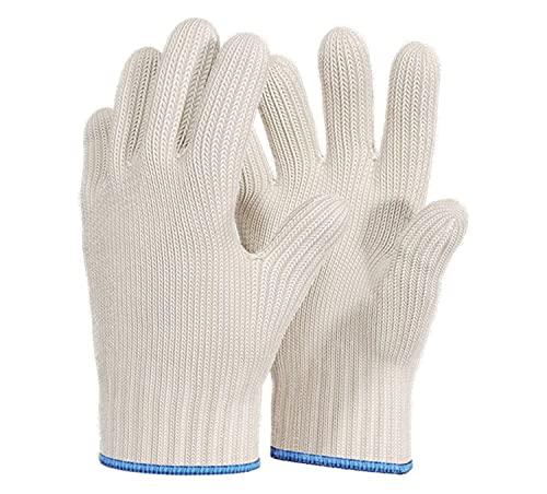 Brandobay Heat Resistant Oven Gloves, Cotton Mitt Heat Protection, Heat Resistant 480 Degrees Grilling Gloves, Oven Mitts With Fingers, Cotton Gloves For Cooking/Kitchen/Baking, White, Pack Of 2 #TOP2
