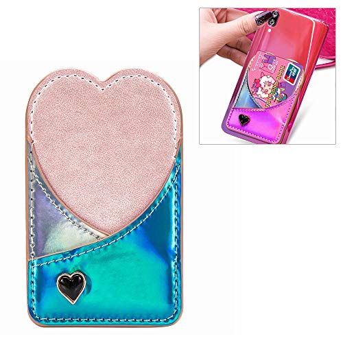 Preisvergleich Produktbild Handy-Tasche, Universal-Naht-Kartenslot, wal Shishanshan Handy Universal Laser Farbwechsel Liebevolles Herz-Karten-Slot und Brieftasche & Halter & Bilderrahmen (Pink) (Color : Blue)