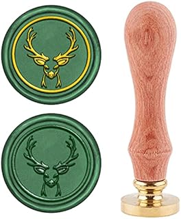 CRASPIRE Christmas Reindeer Wax Seal Stamp, Animal Sealing Wax Stamps Retro Wood Stamp Wax Seal 25mm Removable Brass Seal Wood Handle for Envelopes Invitations Wedding Embellishment Bottle Decoration