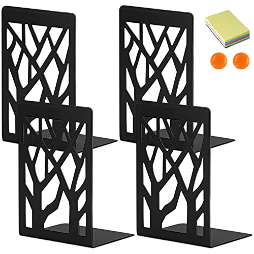DIFIT Sujetalibros, Sujeta Libros Estanteria, Metal Sujeta Libros, Negro Sujetalibros Estanteria, Sujetalibros para Libros Gruesos, 4 Piezas Apoyalibros, Antideslizante Sujetalibros, 12x9x16cm