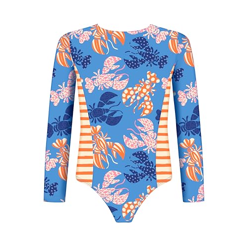 Image of Girls Long Sleeve Swimsuit - UPF 50+ Chlorine Resistant Ruffle Bolero Girls' Swimwear | Size 6-12