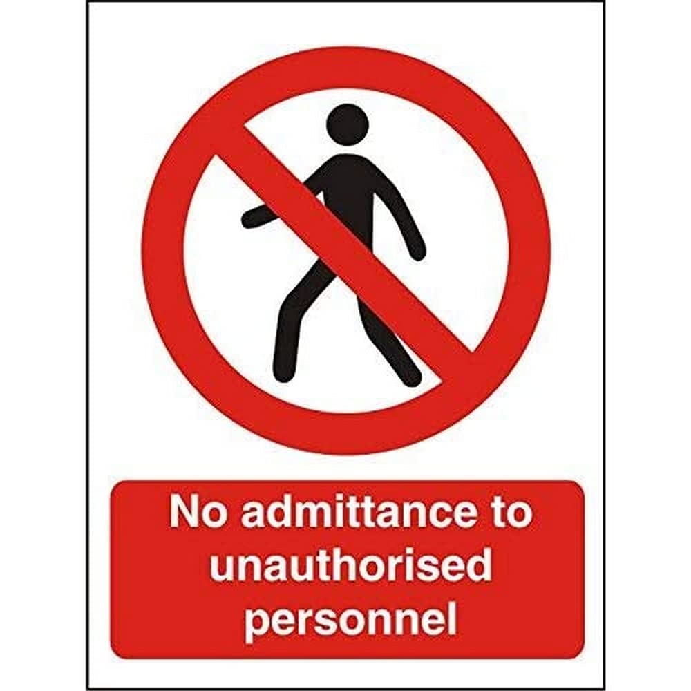 Warning Sign No Admittance Adhesive Plastic 40 x 30 cm