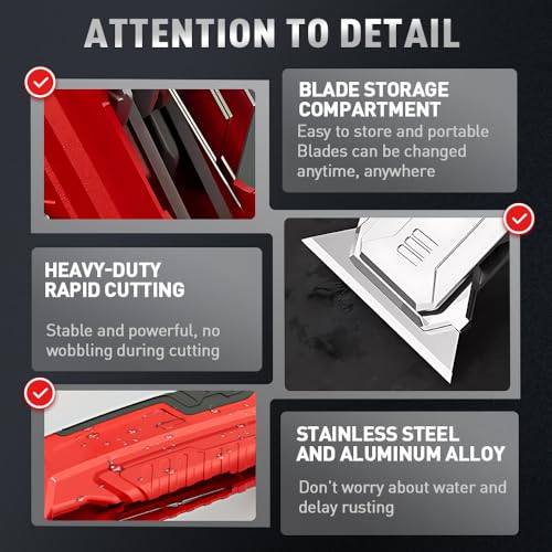 Image of 2-in-1 Utility Knife Scraper,Folding Razor Blade Scraper Tool, Zinc Alloy Body with SK2 Carbon Steel Blades,Built-In Blade Storage for Home Office and DIY