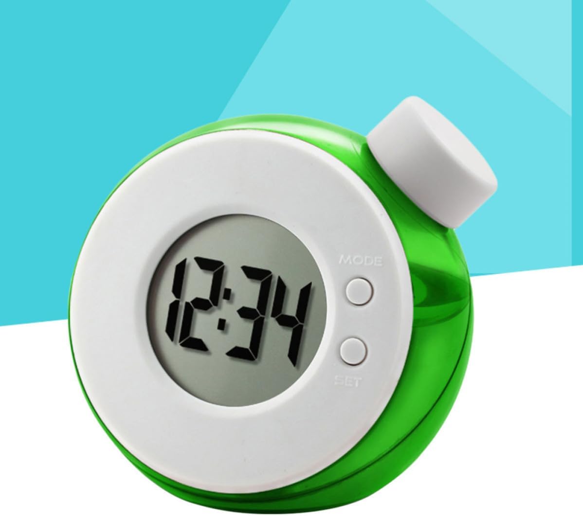 Toddmomy Water Energy Clock with LED Display, No Battery Green Plastic